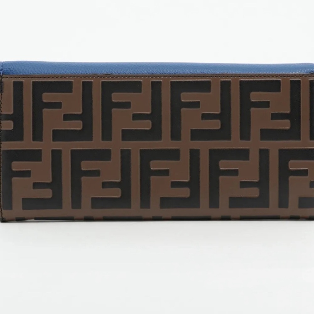 Fendi Logo Embossed F is Fendi Wallet Tobacco Blue 8M0251 - Picture 2 of 10